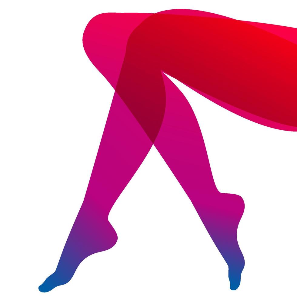 Long and slim female legs on white background, vector illustration.