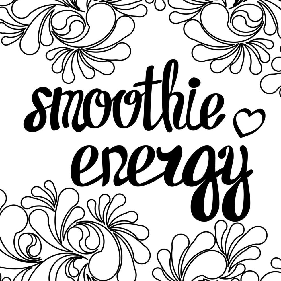 Calligraphy lettering for eco, bio, good, green, natural, fresh, vegan, detox, organic energy smoothie. vector