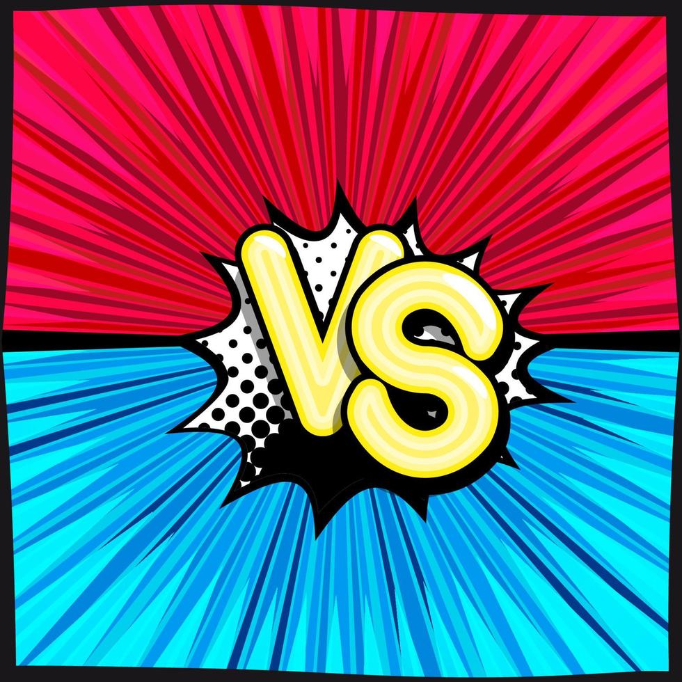 VS, comic retro lettering with shadows, halftone pattern on retro poster background. Cloud of explosion with the inscription, versus. vector