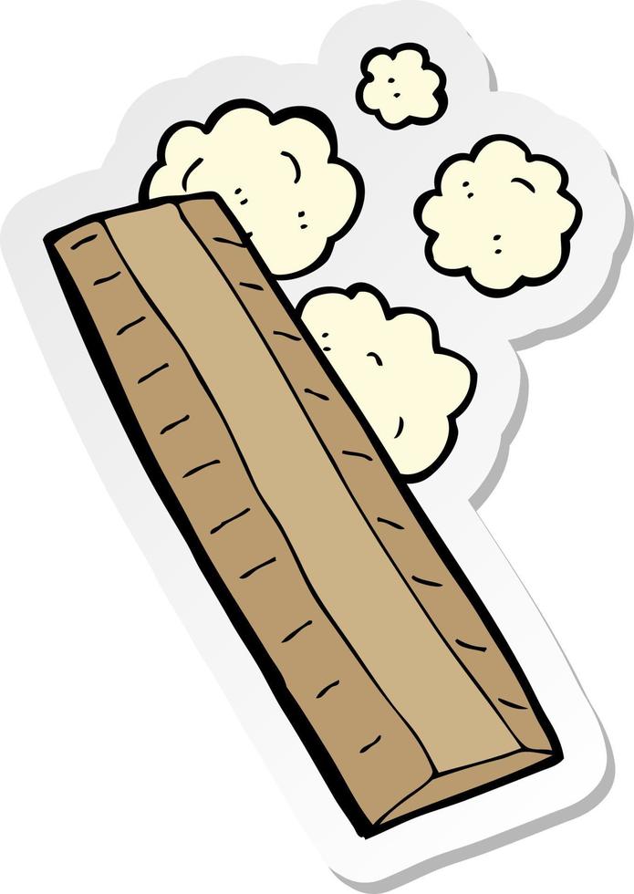 sticker of a cartoon wooden ruler vector