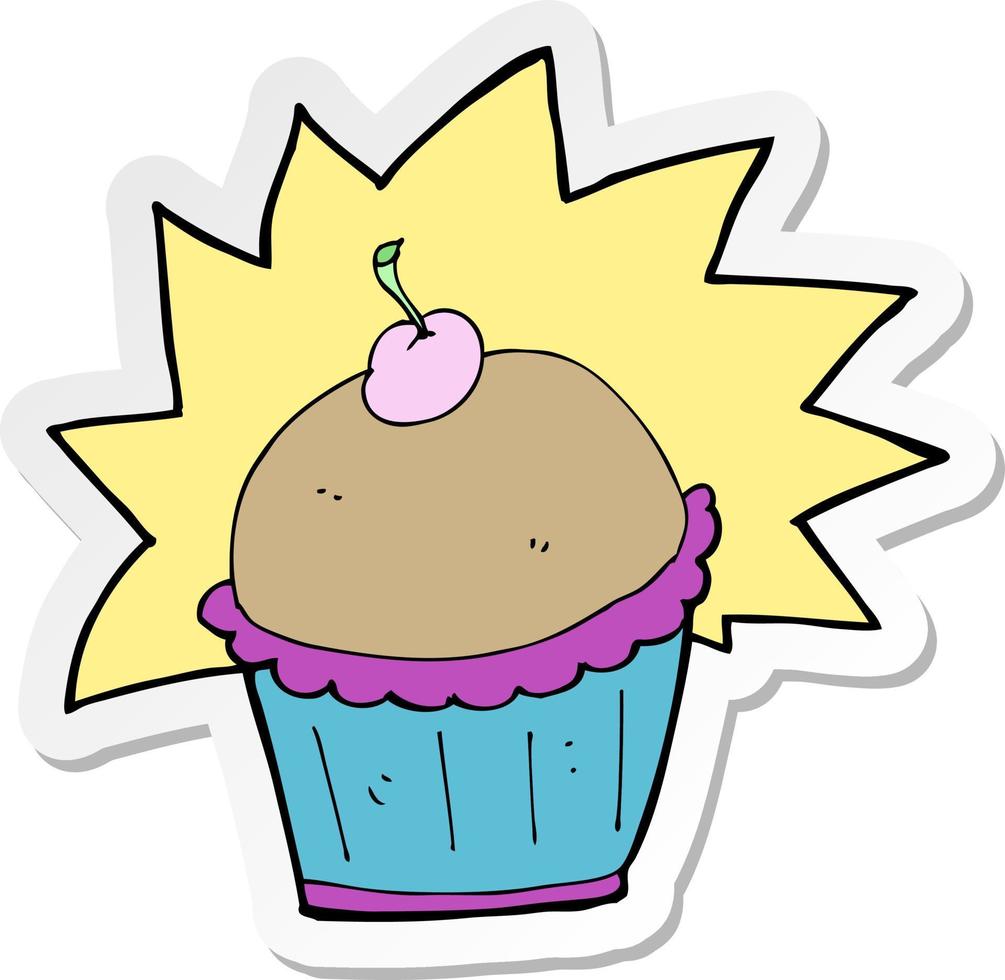 pegatina de un cupcake de dibujos animados vector