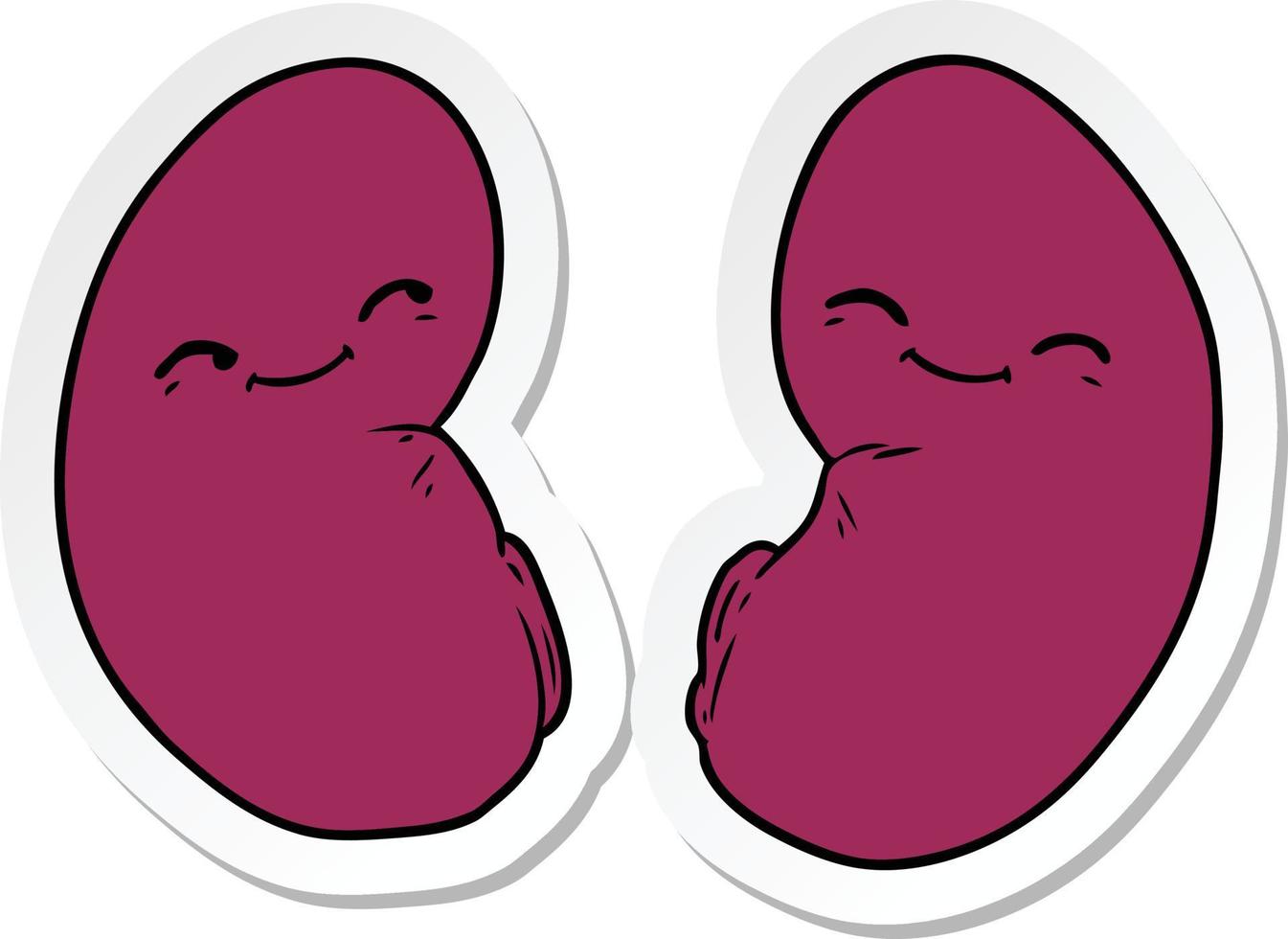 sticker of a cartoon kidneys vector