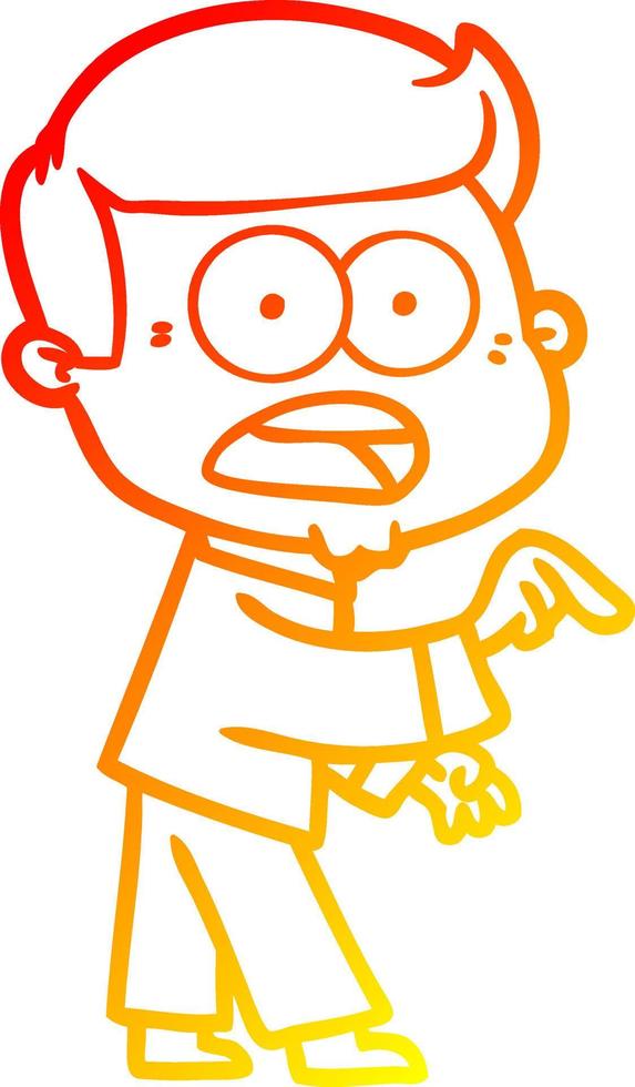 warm gradient line drawing cartoon shocked man vector