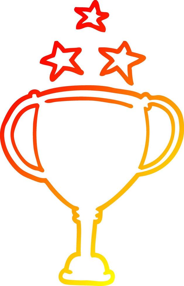 dibujo de línea de degradado cálido trofeo deportivo de dibujos animados vector