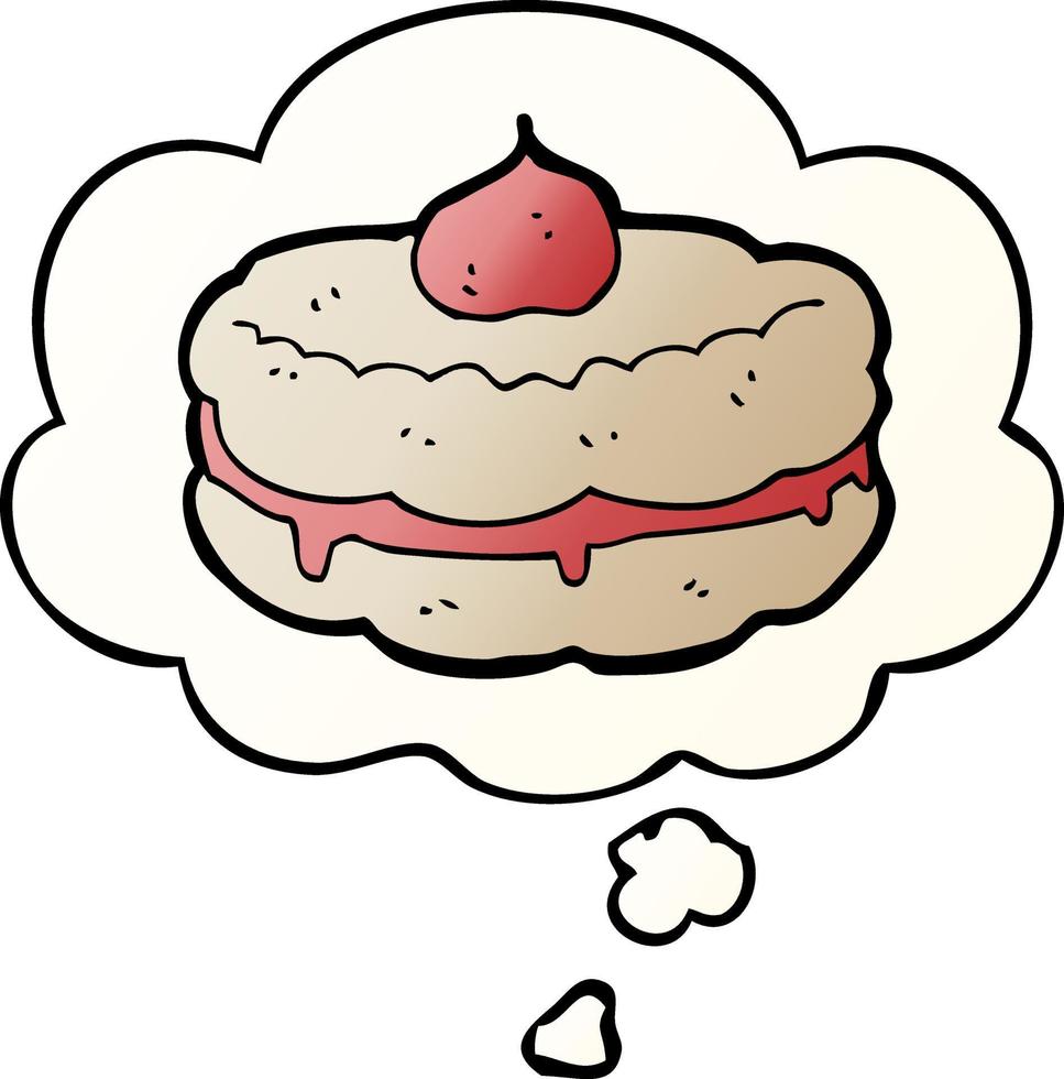 cartoon biscuit and thought bubble in smooth gradient style vector