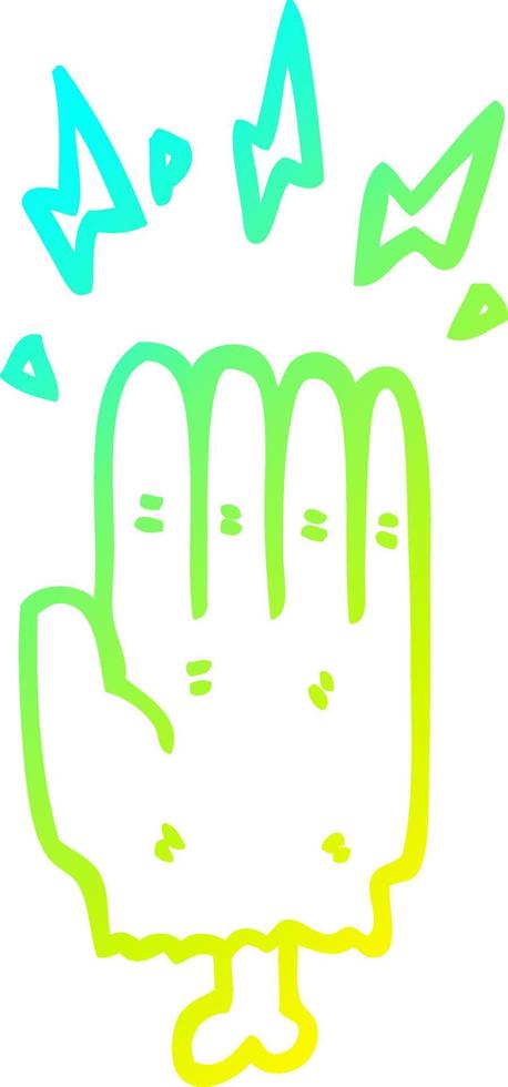 cold gradient line drawing cartoon magic halloween zombie hand vector