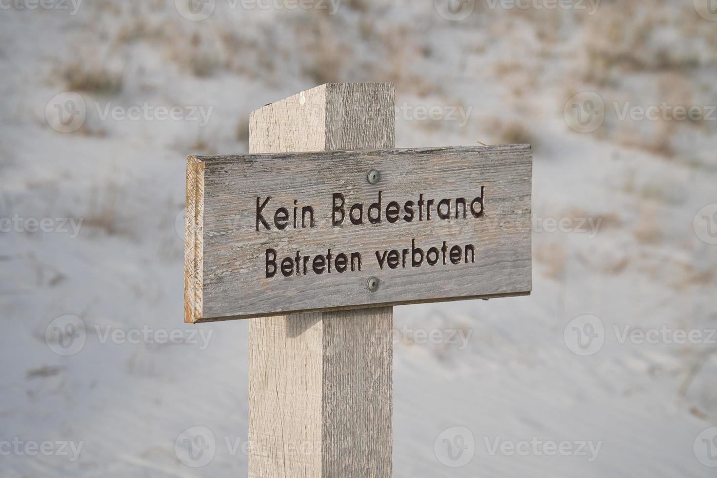 Sign, bathing prohibited, trespassing prohibited, in the national park, on the Darss. photo