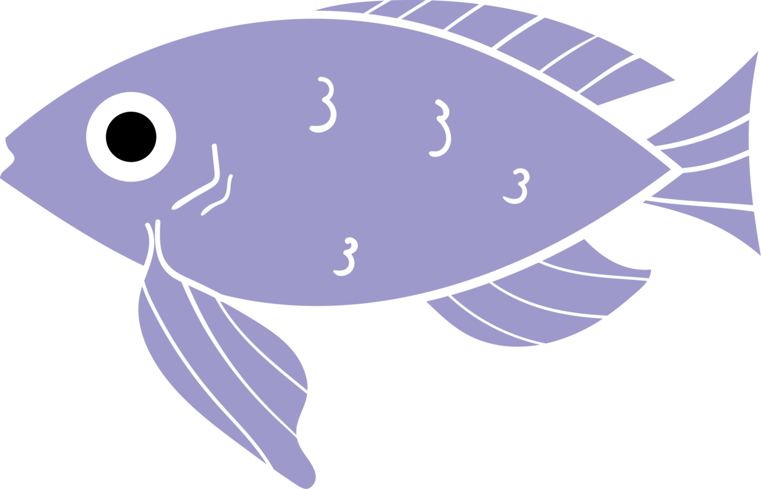 Reihe von Cartoon-Fischen. moderne plattfische, isolierte fische. Fisch im flachen Design. Illustration png