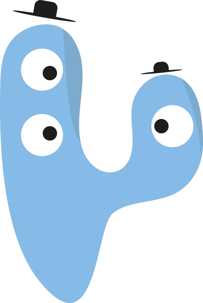 Funny shapes monsters with eyes illustration png