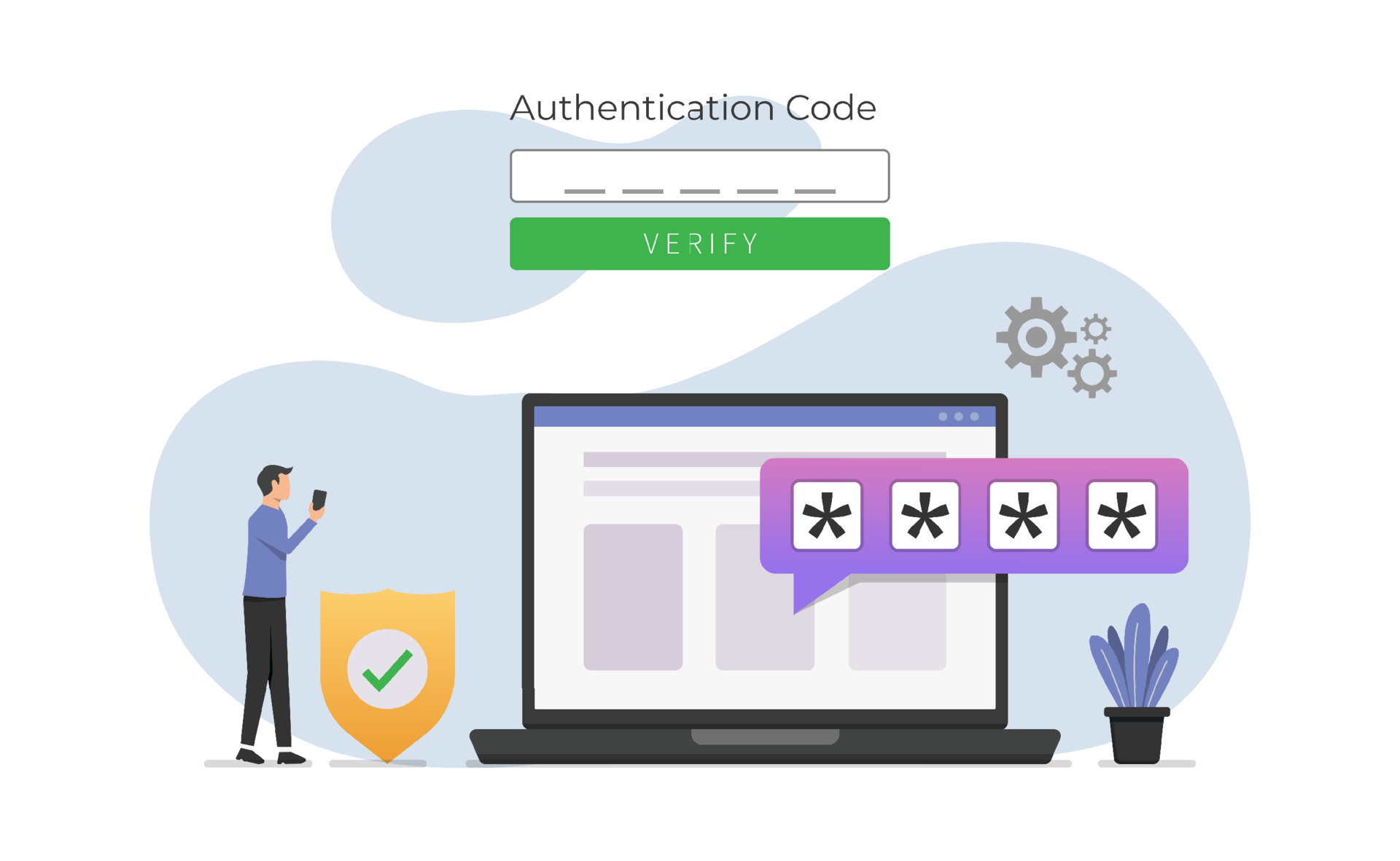Concept of verification identity by password and security code ...
