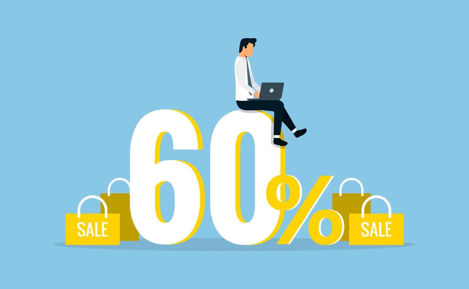 Online shopping activities, discount and promotion, flat vector illustration