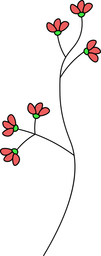 flores de verão. ilustração de doodle preto e branco isolada. rabiscos de ilustração de plantas e flores png