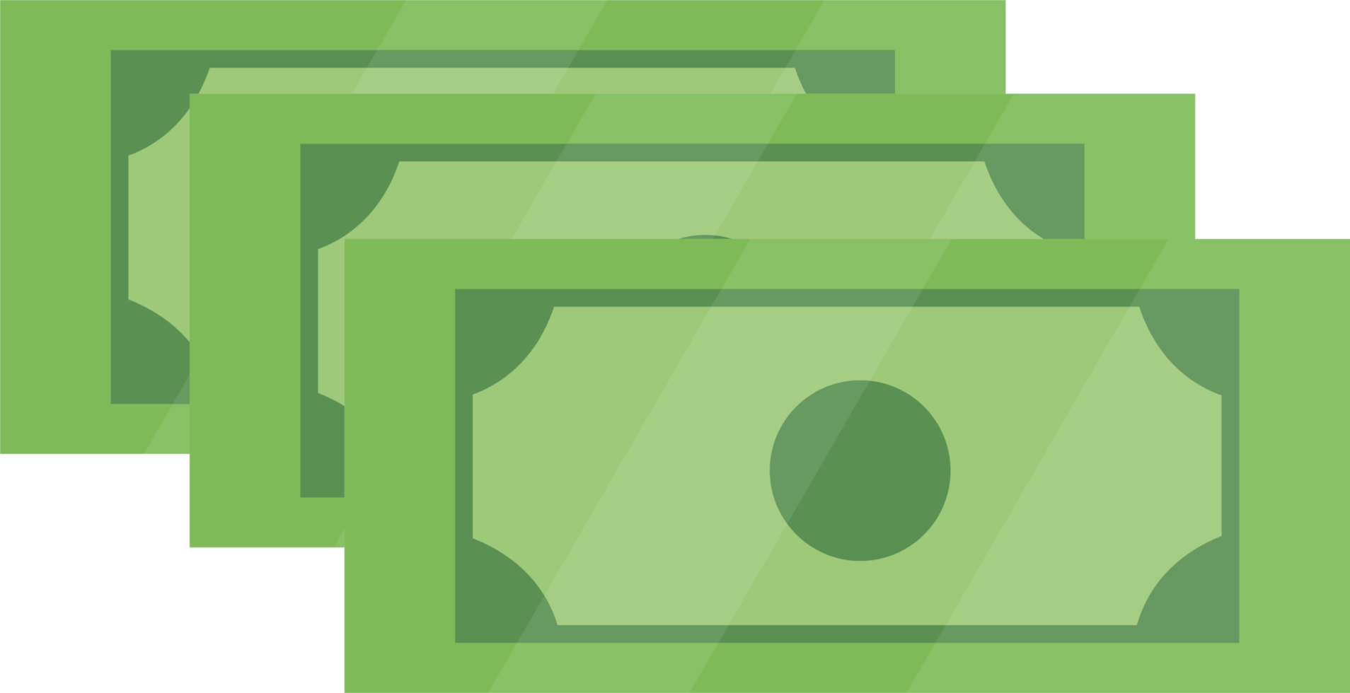 Piggy bank and green dollars money simple illustration in flat style png