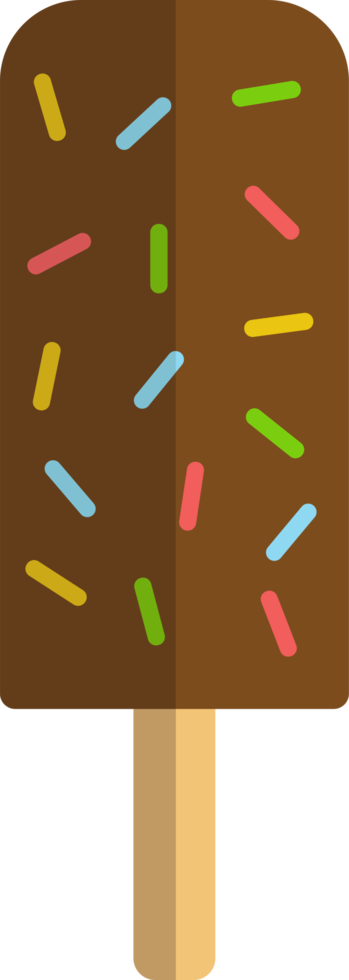 Ice cream on stick isolated on white background. Ice cream sweet refreshing summer illustration. Chocolate sprinkles ice cream popsicle png