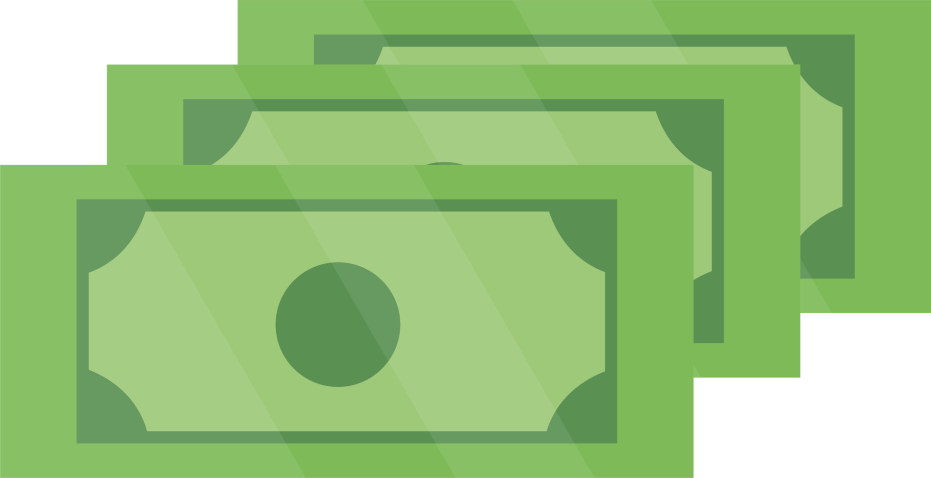 Piggy bank and green dollars money simple illustration in flat style png