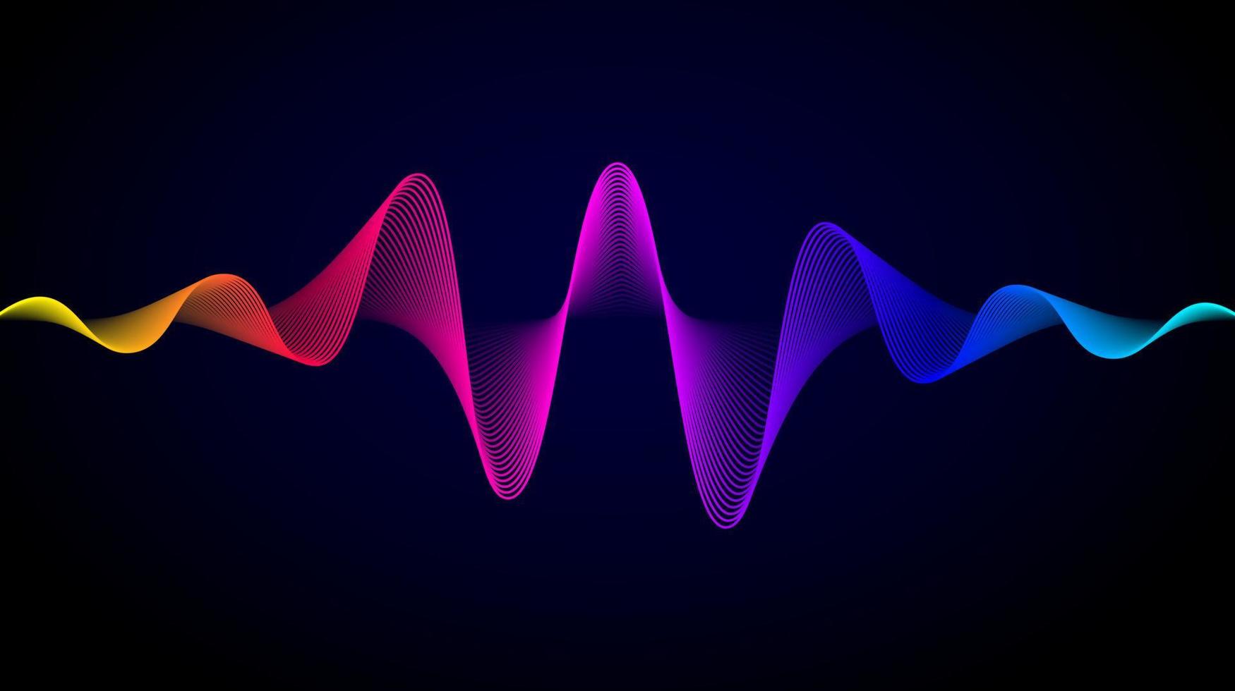 Abstract dynamic colorful flowing lines light design. Sound wave background. Vector illustration of music, technology concept