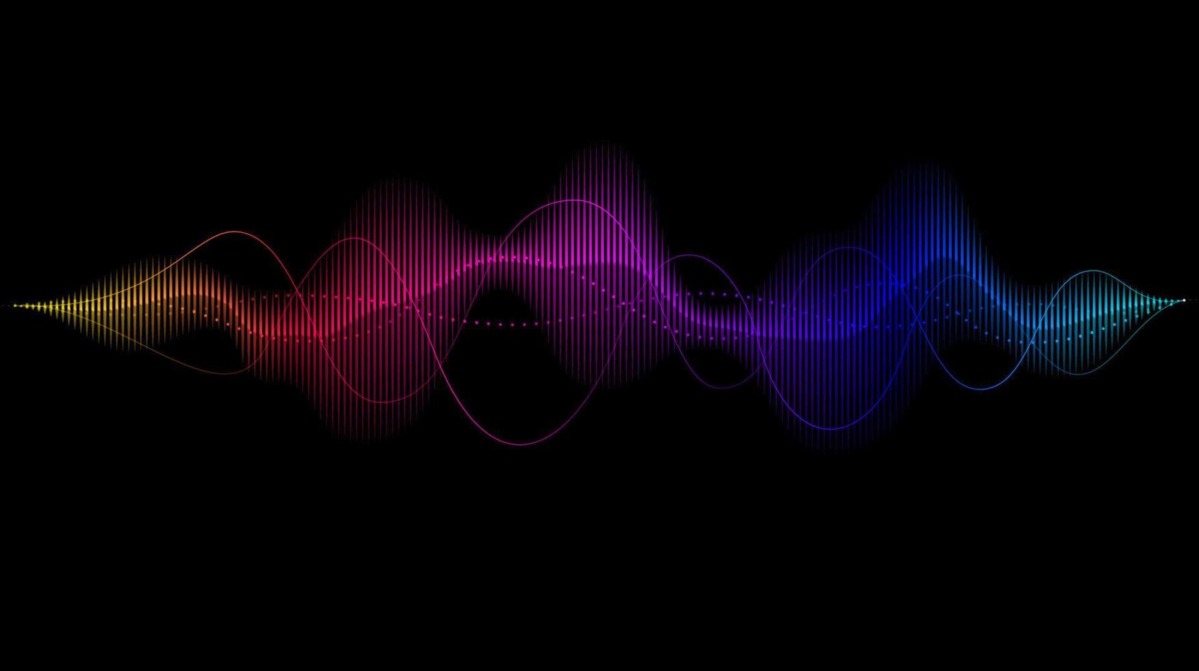 Colorful sound wave equalizer. Visualization of music audio waveforms. Vector