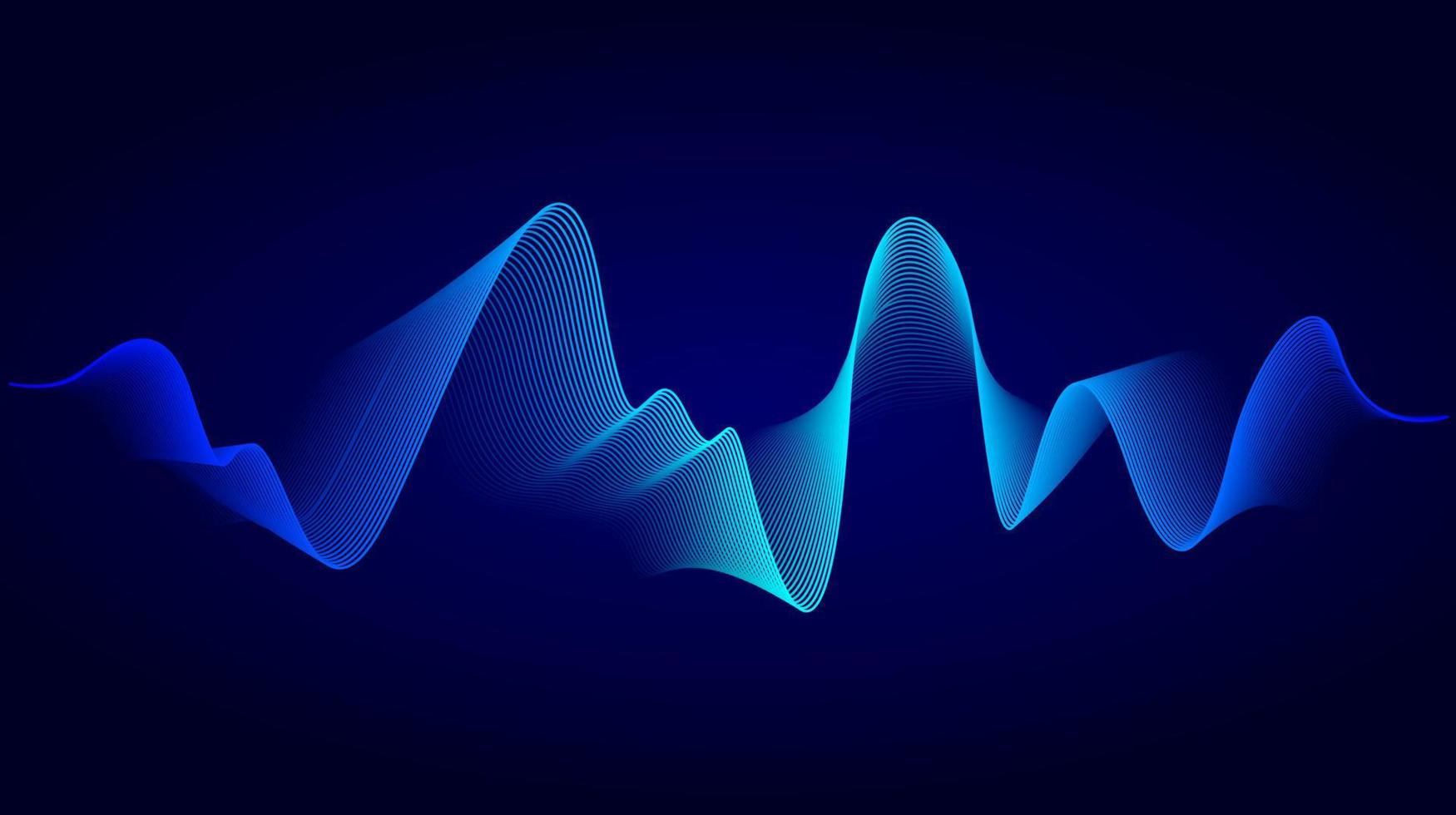 Blue dynamic flowing line light design. Abstract sound wave background. Vector illustration of music, technology concept