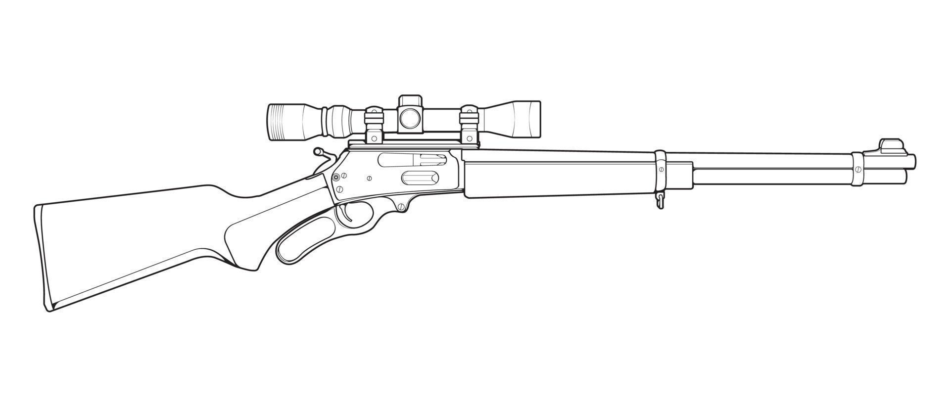 Firearms line art style, Shooting gun, Weapon illustration, Vector Line, Gun illustration, Modern Gun, Military concept, Pistol line art for training