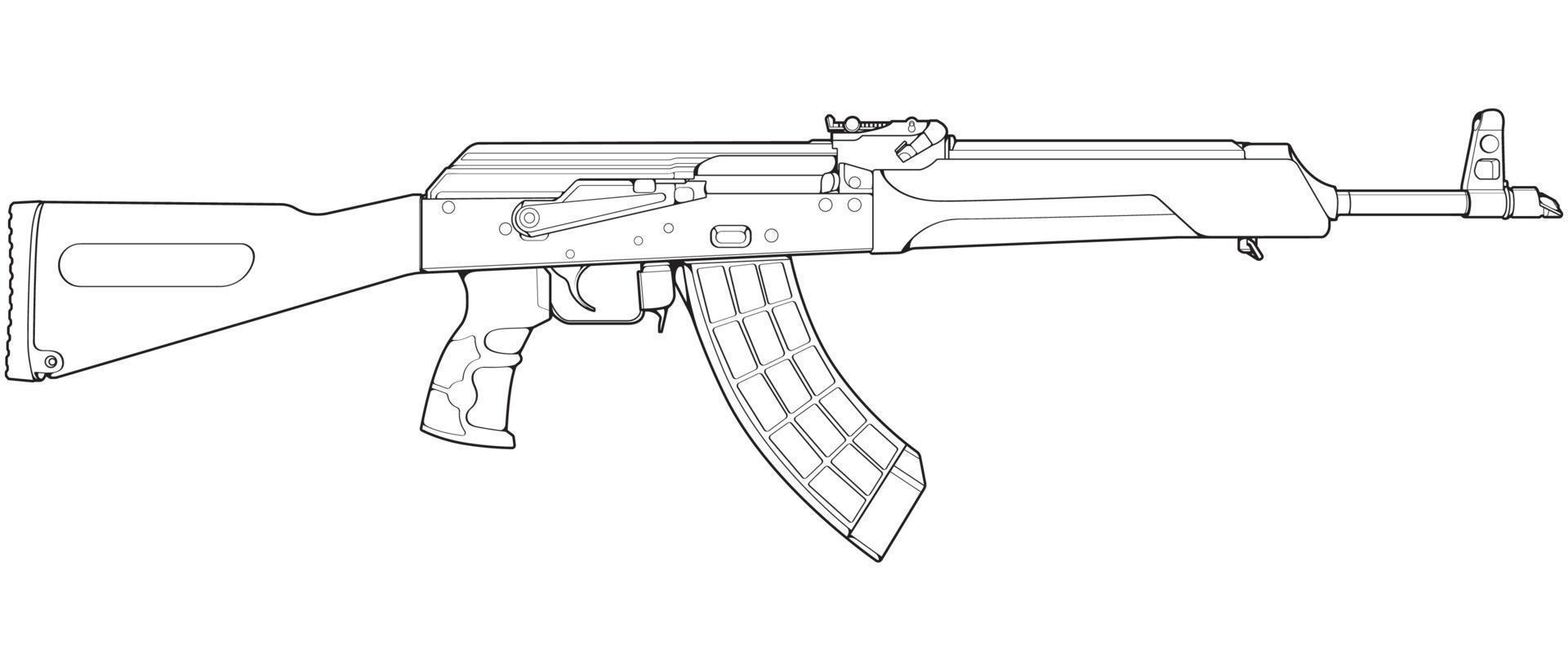 estilo de arte de línea de armas de fuego, arma de fuego, ilustración de arma, línea vectorial, ilustración de arma, arma moderna, concepto militar, arte de línea de pistola para entrenamiento vector