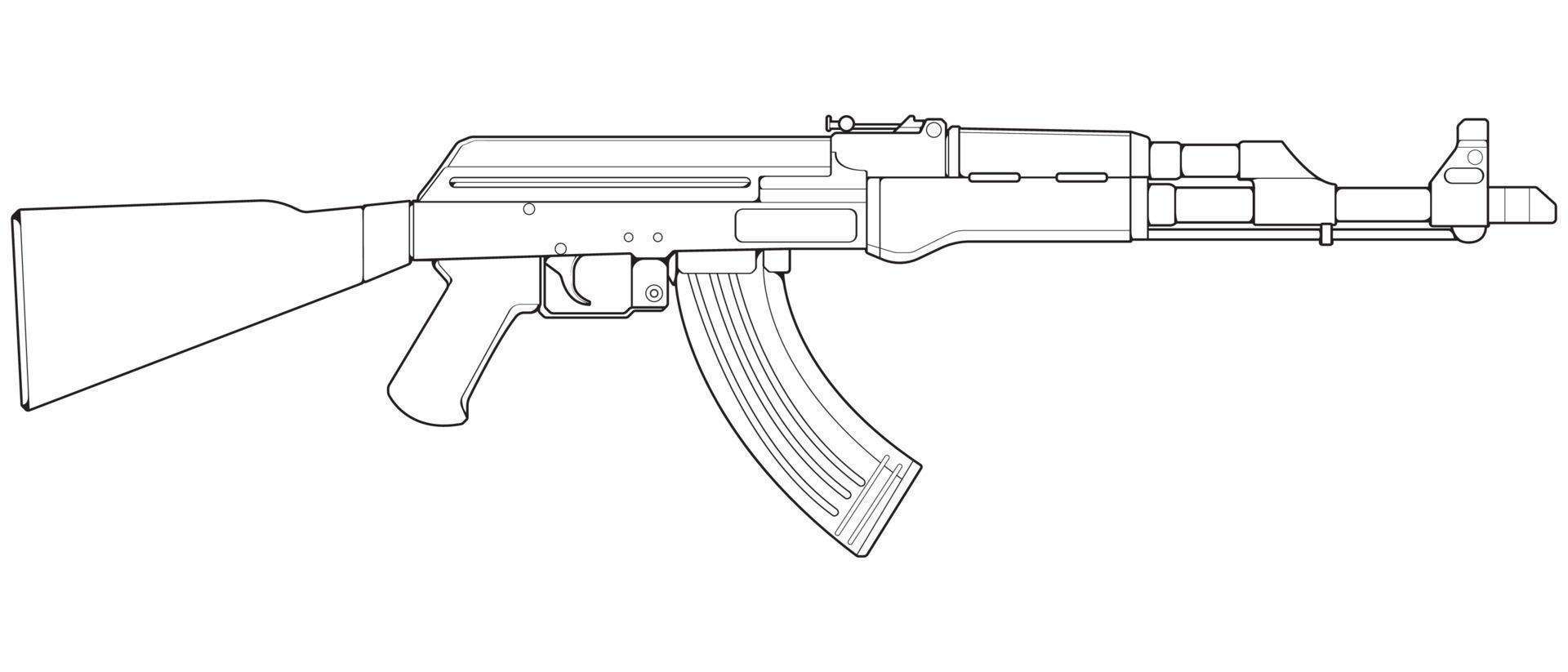 estilo de arte de línea de armas de fuego, arma de fuego, ilustración de arma, línea vectorial, ilustración de arma, arma moderna, concepto militar, arte de línea de pistola para entrenamiento vector