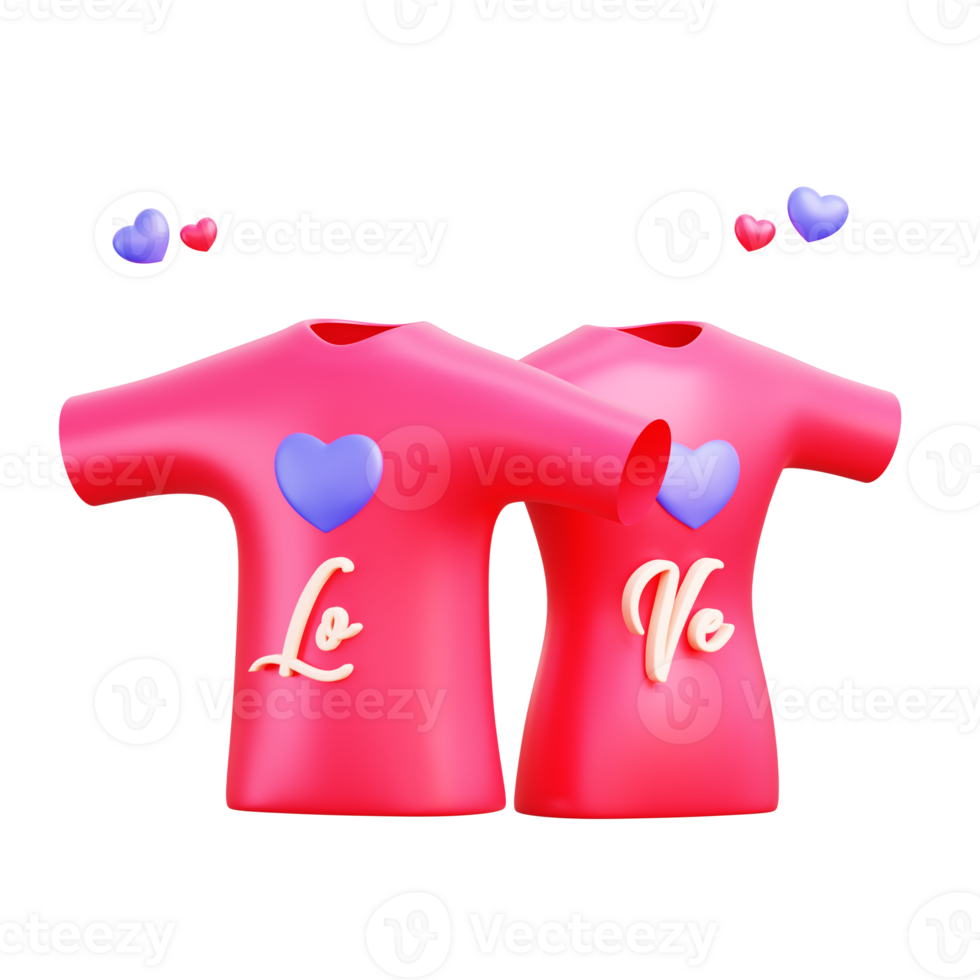 oggetto di amore della camicia delle coppie del biglietto di S. Valentino 3d png