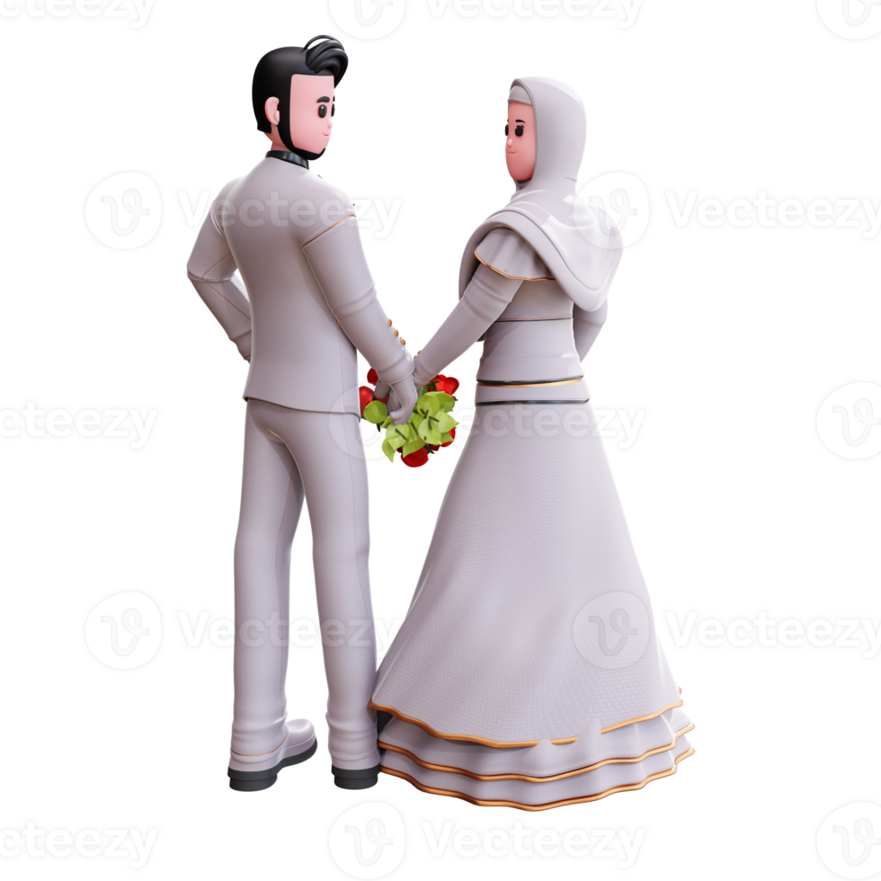 3d character wedding couple illustration png