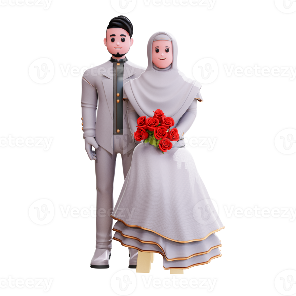 illustration de couple de mariage de personnage 3d png