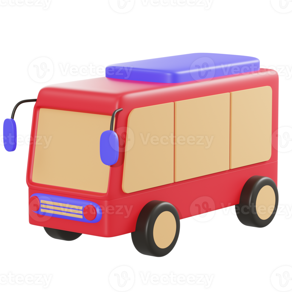 3d illustration bus vehicle object png