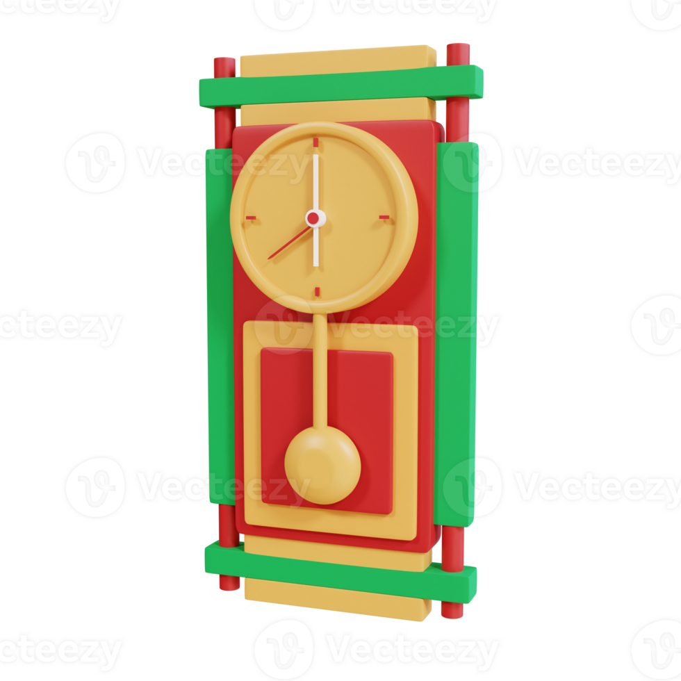 3d icon christmas and new year clock png