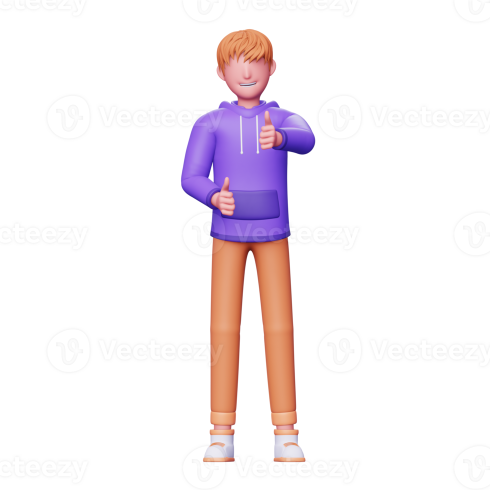 3d personaje joven agradable png