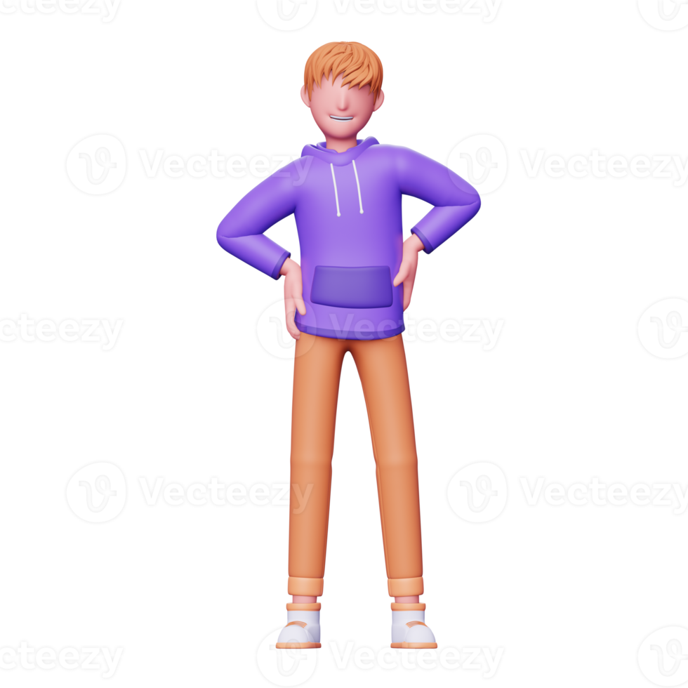 3d character young stylish png