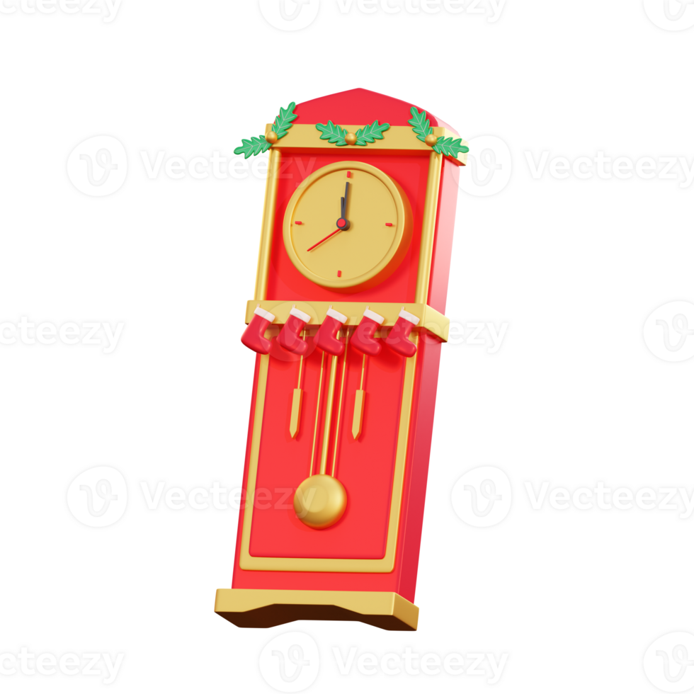 horloge de noël icône 3d png