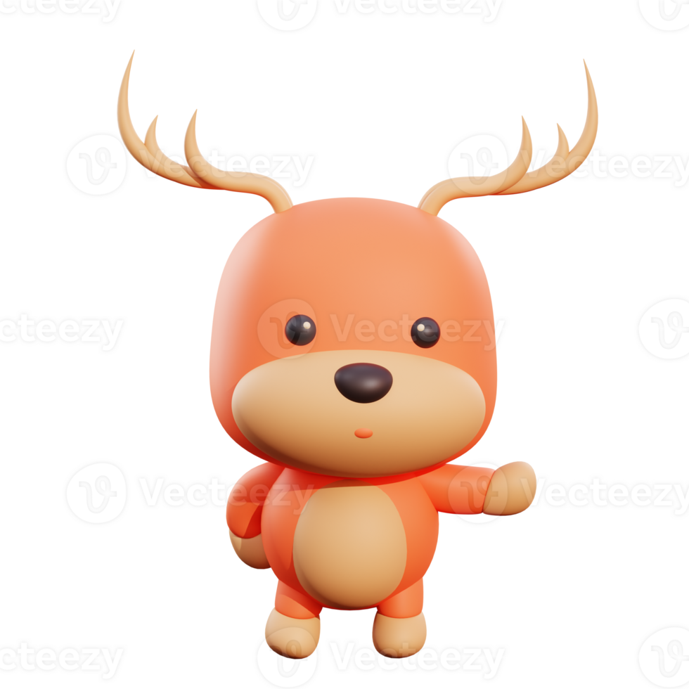 Cute deer 3d illustration png