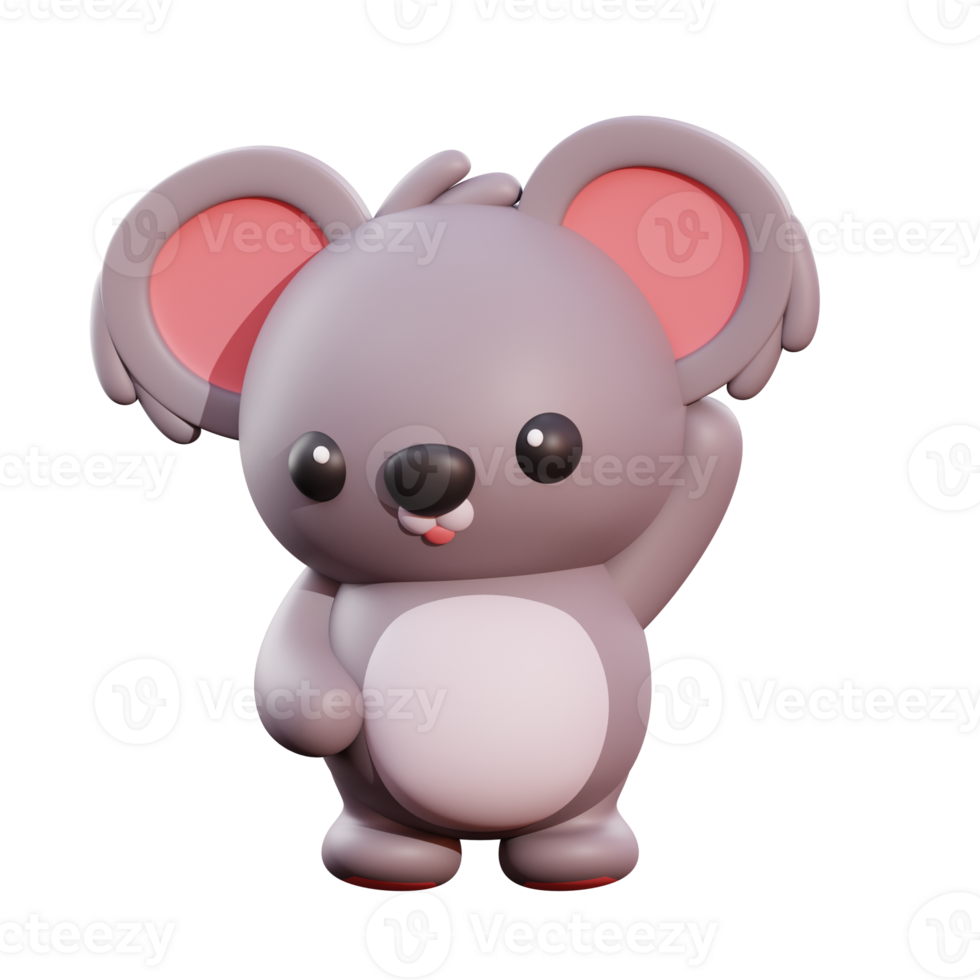 Cute koala 3d illustration png