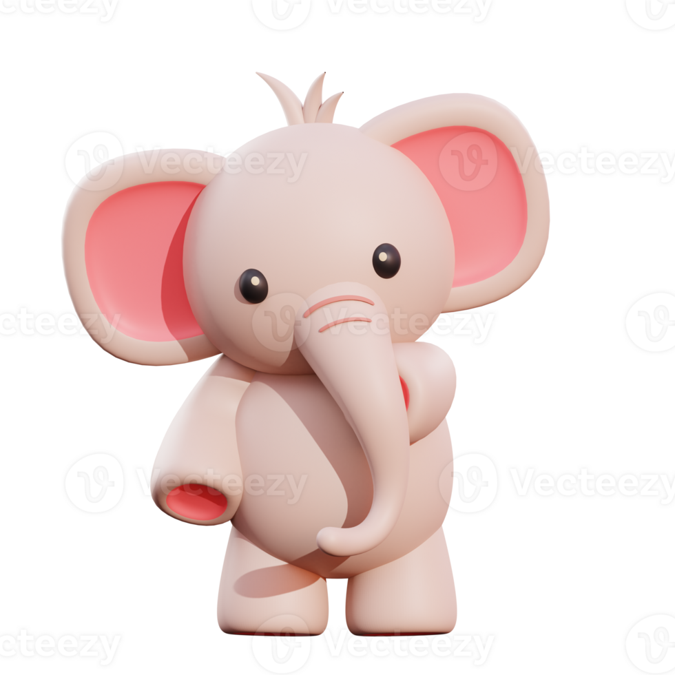 Cute elephant 3d illustration png