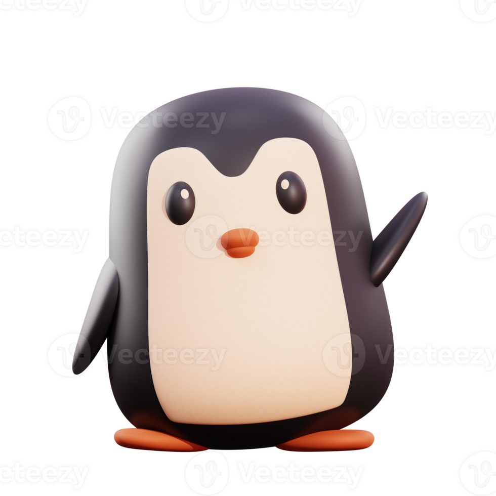 Cute penguin 3d illustration png