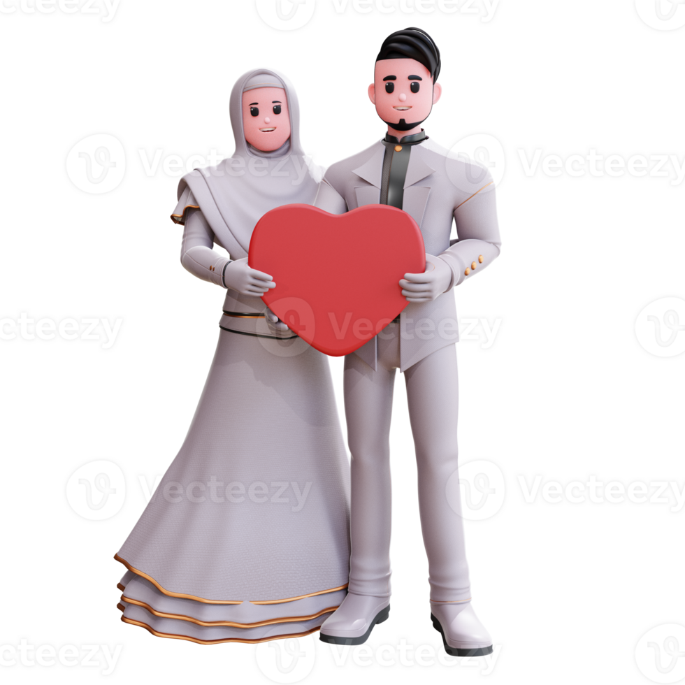 3d character wedding couple illustration png