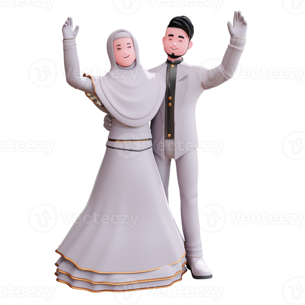 ilustración de pareja de boda de personaje 3d png