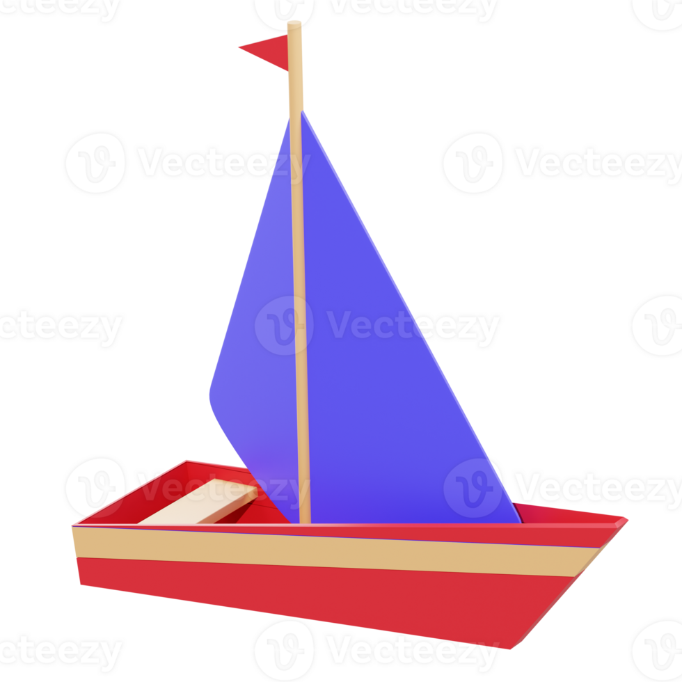 3d illustration sailing boat object png