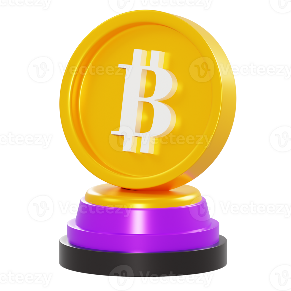 illustrazione 3d bitcoin trofeo digitale png