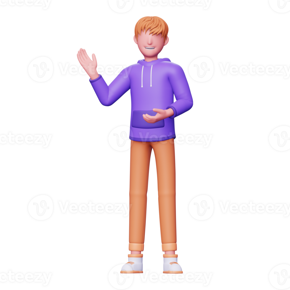 3d character young explaining png