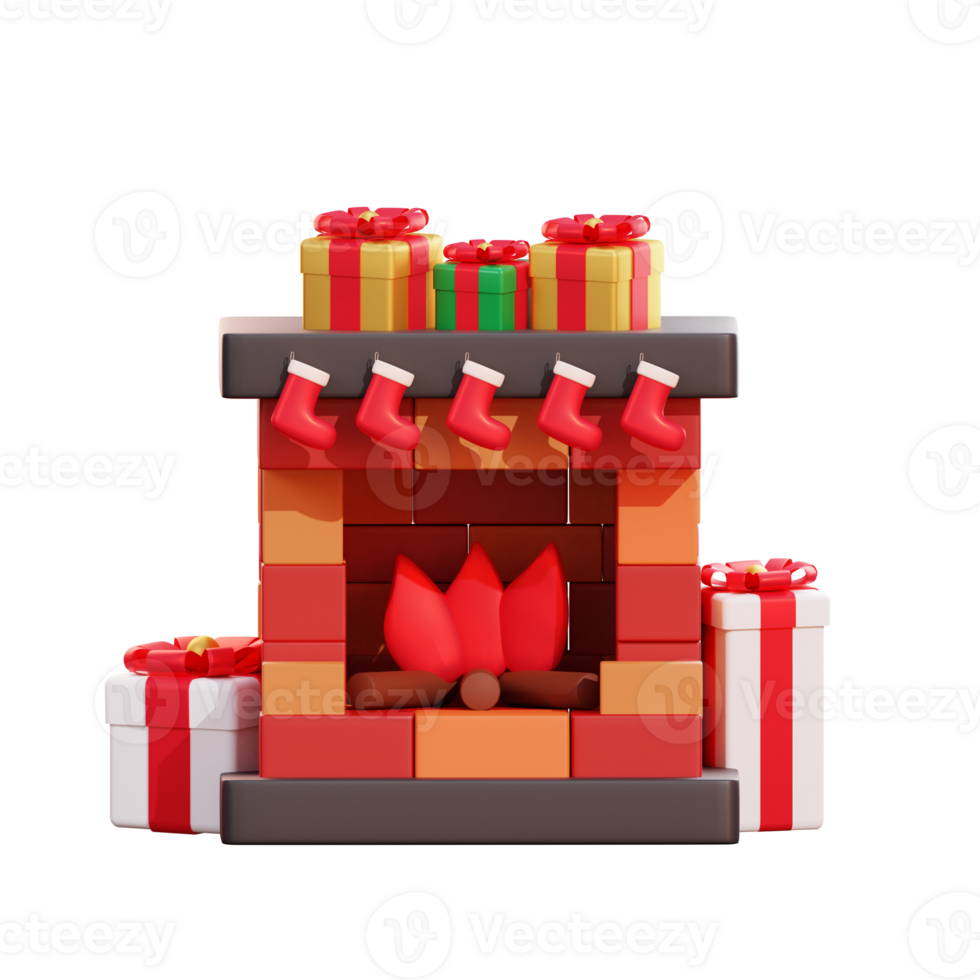 3d gifbox and fireplace png