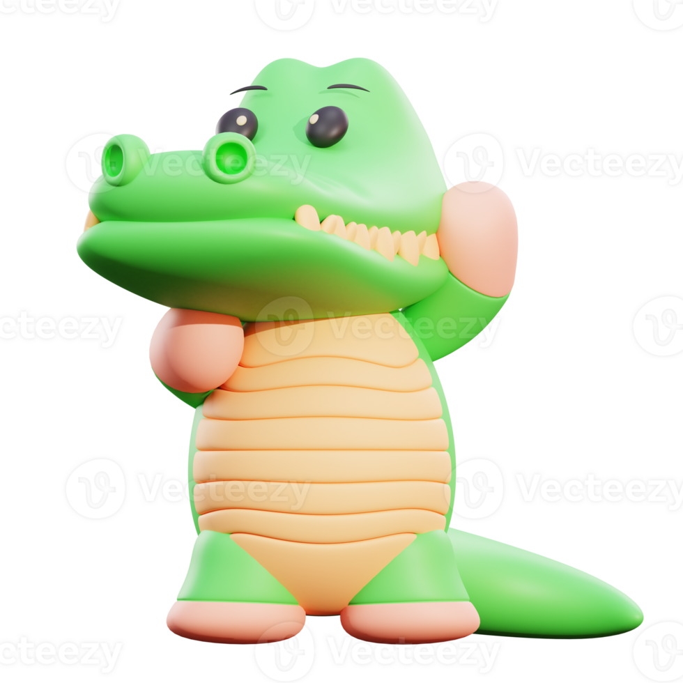 ilustração 3d de crocodilo fofo png