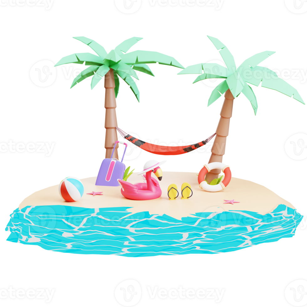 modelo de banner de venda de verão com ilustração 3d png