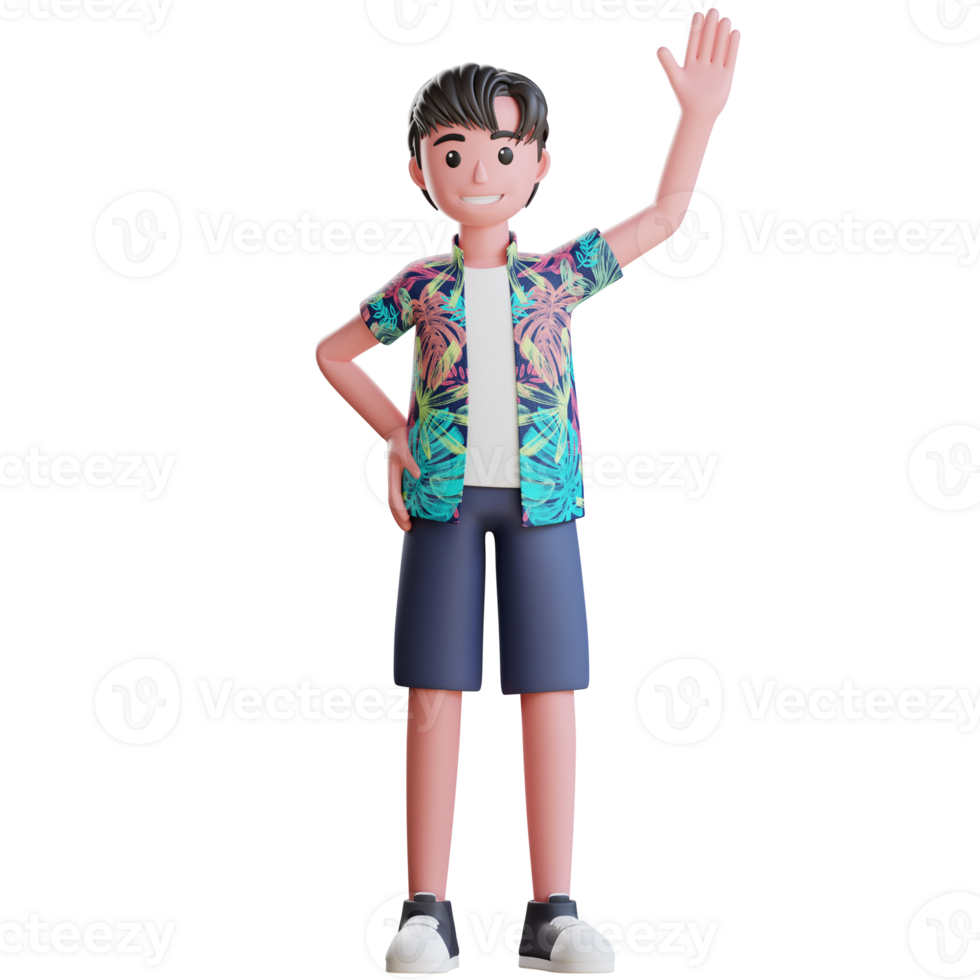 3d personagem de verão feminino dizendo olá com sorriso bonito png