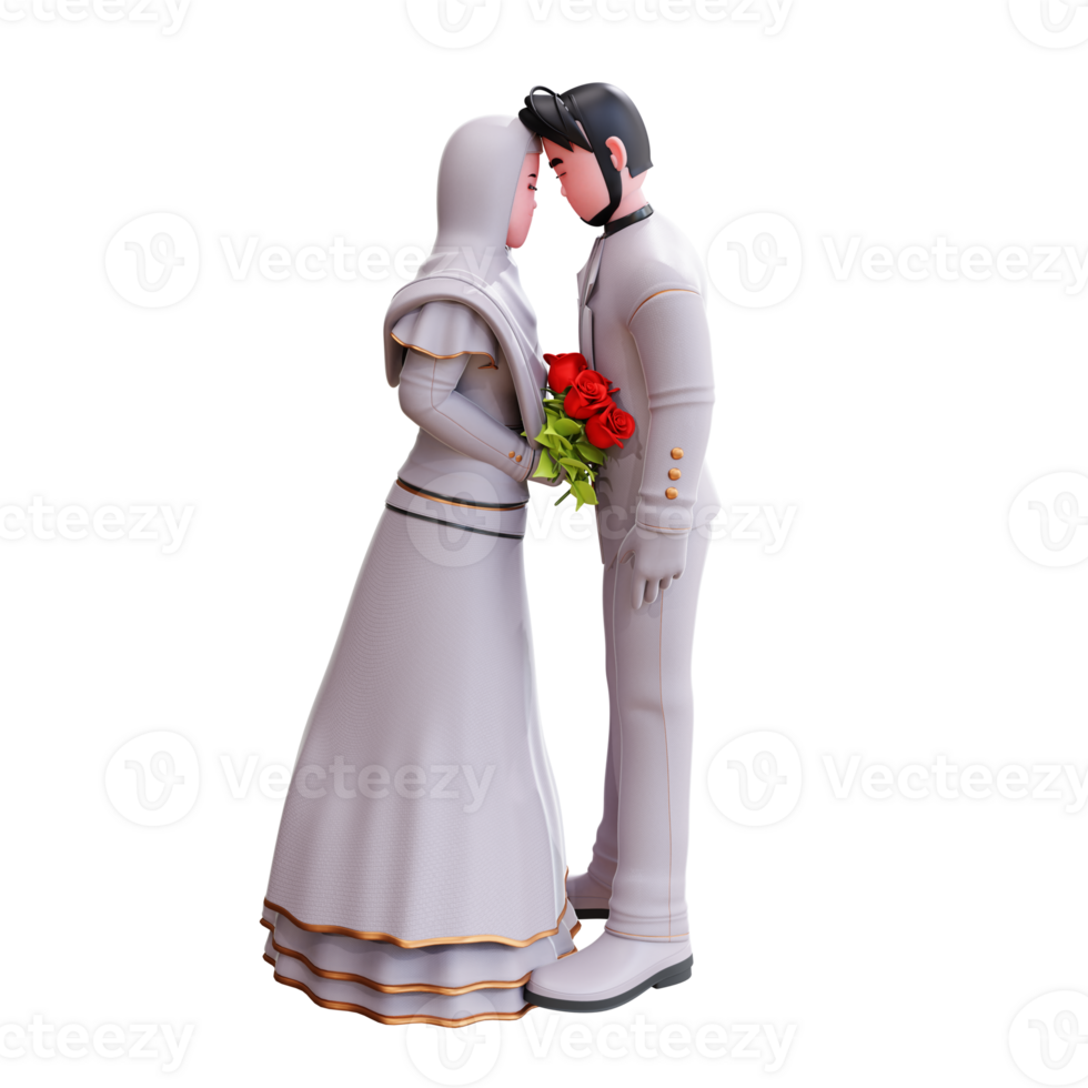 3d character wedding couple illustration png