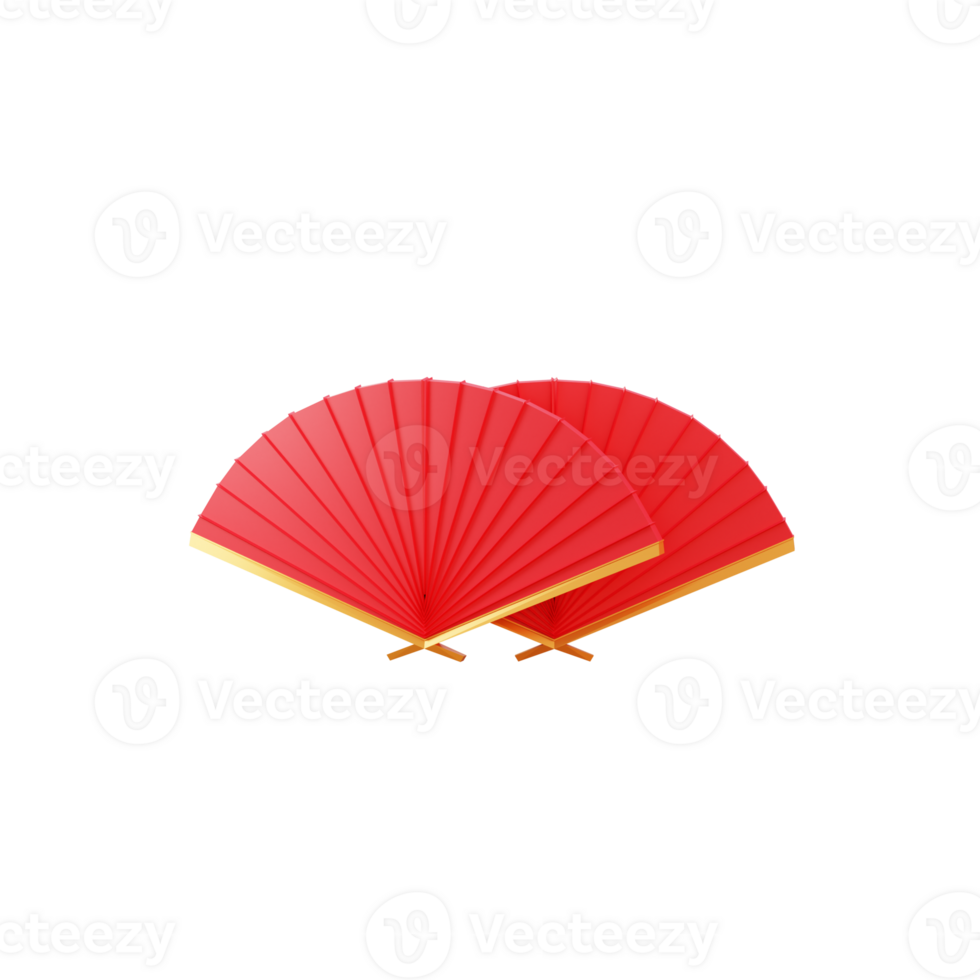 3d chinese new year object hand fan png