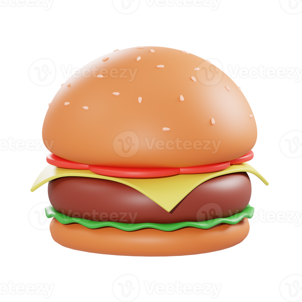 3d illustration burger object png