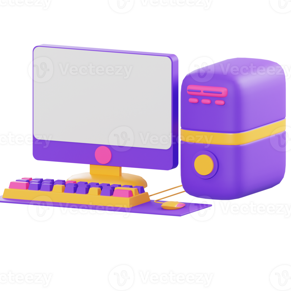 3d illustration computer, keyboard and mouse object png